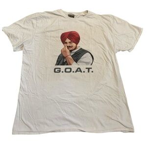 Sidhu Moose Wala "G.O.A.T." Tribute T-Shirt XL | White Softstyle Punjabi Rapper